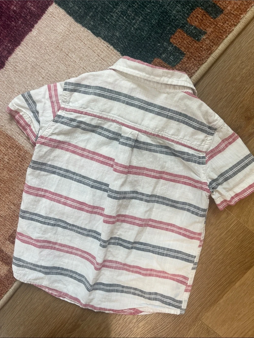 The Children's Place White Button-Down Shirt with Red & Blue Stripes